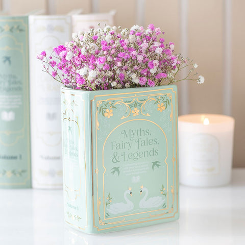 Book Lovers Green Ceramic Vase