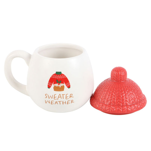 Sweather Weather Bobble Hat Lidded Ceramic Mug