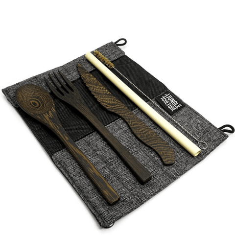 Reclaimed Handmade Dark Wood Cutlery Set